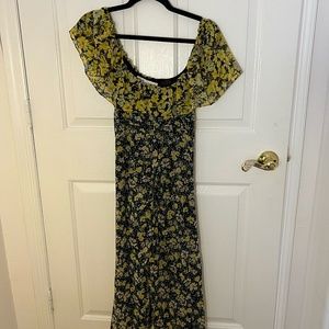Zara Floral Off the Shoulder Midi Dress